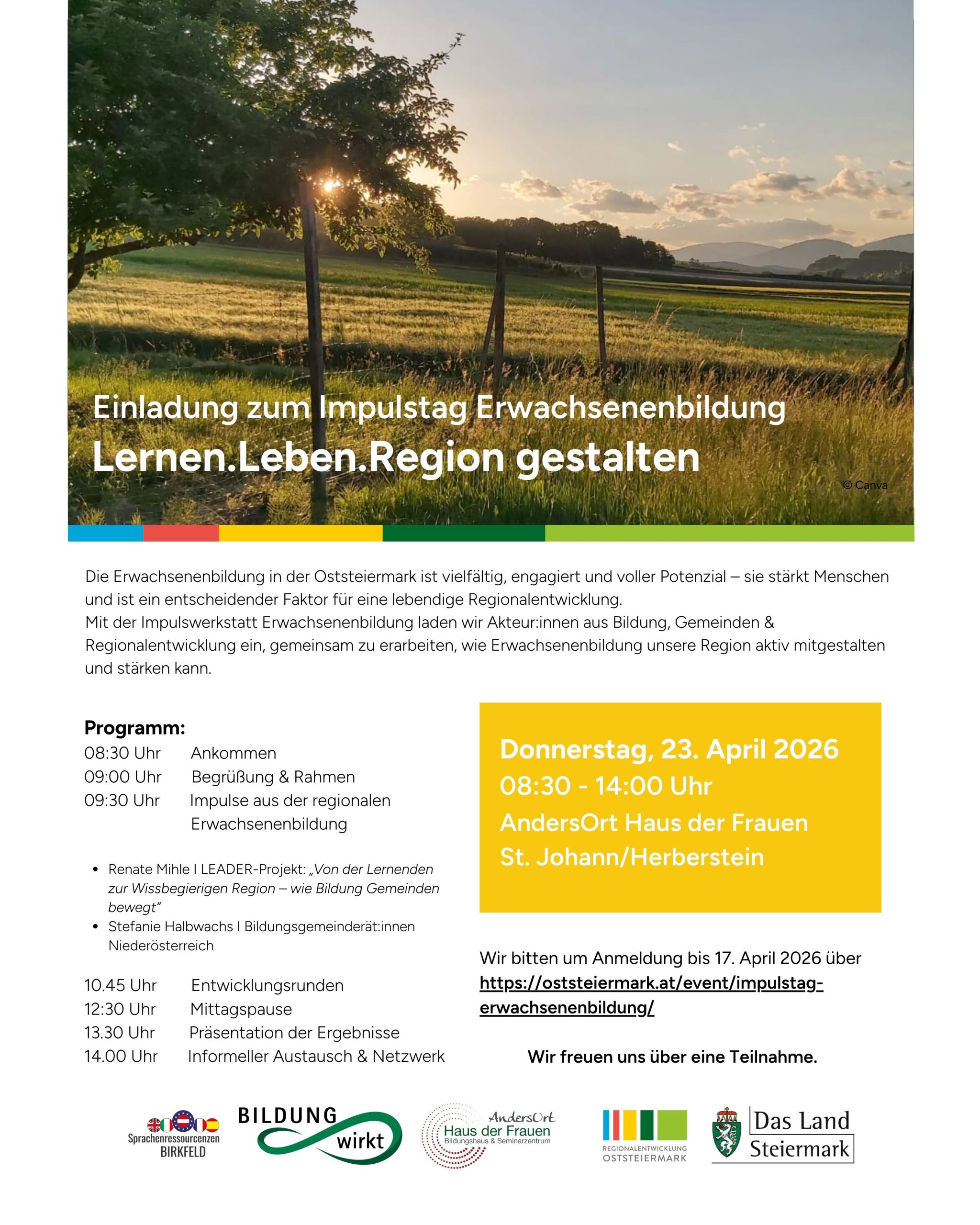 Einladung Lernen.Leben.Region gestalten